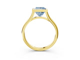 Yellow gold Bezel Set Fancy Blue Princess  Cut Solitaire Ring with Tapered Band 3