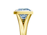 Yellow gold Bezel Set Fancy Blue Princess  Cut Solitaire Ring with Tapered Band 5