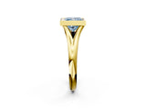 Yellow gold Bezel Set Fancy Blue Princess  Solitaire Diamond Ring with Smooth Band 3