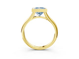 Yellow gold Bezel Set Fancy Blue Princess  Solitaire Diamond Ring with Smooth Band 4