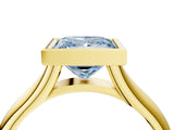 Yellow gold Bezel Set Fancy Blue Princess  Solitaire Diamond Ring with Smooth Band 5