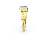 Yellow gold Bezel Set Fancy Blue Princess  Solitaire Ring with Wide Band 3