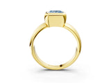 Yellow gold Bezel Set Fancy Blue Princess  Solitaire Ring with Wide Band 4