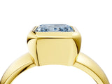 Yellow gold Bezel Set Fancy Blue Princess  Solitaire Ring with Wide Band 5