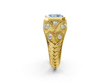 Yellow gold Bezel Set Fancy Blue Radiant Cut Diamond Milgrain Band Ring_2