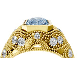 Yellow gold Bezel Set Fancy Blue Radiant Cut Diamond Milgrain Band Ring_4