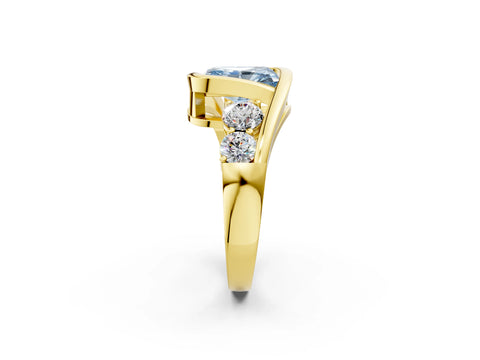Yellow gold Bezel Set Fancy Blue Radiant Cut Diamond Split Shank Ring_2