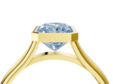 Yellow gold Bezel Set Fancy Blue Radiant  Cut Solitaire Ring with Tapered Band 4