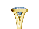 Yellow gold Bezel Set Fancy Blue Radiant  Cut Solitaire Ring with Tapered Band 5
