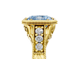 Yellow gold Bezel Set Fancy Blue Radiant  Diamond Milgrain Pave Engagement Ring_33