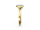 Yellow gold Bezel Set Fancy Blue Radiant  Solitaire Diamond Ring with Smooth Band 3