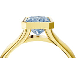 Yellow gold Bezel Set Fancy Blue Radiant  Solitaire Diamond Ring with Smooth Band 5