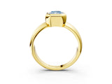 Yellow gold Bezel Set Fancy Blue Radiant  Solitaire Ring with Wide Band 3