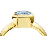 Yellow gold Bezel Set Fancy Blue Radiant  Solitaire Ring with Wide Band 4