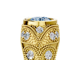 Yellow gold Bezel Set Fancy Blue Round Cut Diamond Milgrain Band Ring_5