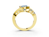 Yellow gold Bezel Set Fancy Blue Round Cut Diamond Split Shank Ring_3