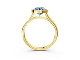 Yellow gold Bezel Set Fancy Blue Round  Cut Solitaire Ring with Tapered Band 3