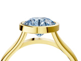 Yellow gold Bezel Set Fancy Blue Round  Cut Solitaire Ring with Tapered Band 4