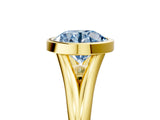 Yellow gold Bezel Set Fancy Blue Round  Cut Solitaire Ring with Tapered Band 5