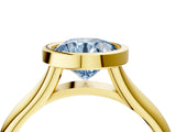 Yellow gold Bezel Set Fancy Blue Round  Solitaire Diamond Ring with Smooth Band 5
