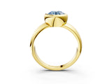 Yellow gold Bezel Set Fancy Blue Round  Solitaire Ring with Wide Band 3