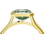 Yellow gold Bezel Set Fancy Green Asscher  Cut Solitaire Ring with Tapered Band 5