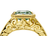 Yellow gold Bezel Set Fancy Green Asscher  Diamond Milgrain Pave Engagement Ring_21