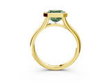 Yellow gold Bezel Set Fancy Green Asscher  Solitaire Diamond Ring with Smooth Band 4