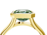 Yellow gold Bezel Set Fancy Green Asscher  Solitaire Diamond Ring with Smooth Band 5