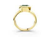Yellow gold Bezel Set Fancy Green Asscher  Solitaire Ring with Wide Band 4