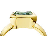 Yellow gold Bezel Set Fancy Green Asscher  Solitaire Ring with Wide Band 5