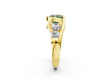 Yellow gold Bezel Set Fancy Green Cushion Cut Diamond Split Shank Ring_2