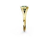Yellow gold Bezel Set Fancy Green Cushion  Cut Solitaire Ring with Tapered Band 3