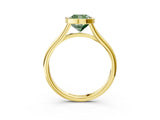Yellow gold Bezel Set Fancy Green Cushion  Cut Solitaire Ring with Tapered Band 4
