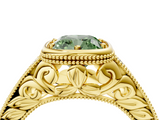 Yellow gold Bezel Set Fancy Green Cushion  Diamond Milgrain Pave Engagement Ring_37