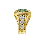 Yellow gold Bezel Set Fancy Green Cushion  Diamond Milgrain Pave Engagement Ring_38