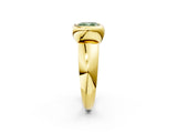 Yellow gold Bezel Set Fancy Green Cushion  Solitaire Ring with Wide Band 3