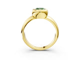 Yellow gold Bezel Set Fancy Green Cushion  Solitaire Ring with Wide Band 4