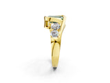 Yellow gold Bezel Set Fancy Green Emerald Cut Diamond Split Shank Ring_2