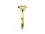 Yellow gold Bezel Set Fancy Green Emerald  Cut Solitaire Ring with Tapered Band 3