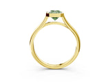 Yellow gold Bezel Set Fancy Green Emerald  Cut Solitaire Ring with Tapered Band 4