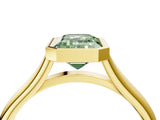 Yellow gold Bezel Set Fancy Green Emerald  Cut Solitaire Ring with Tapered Band 5