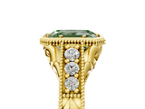 Yellow gold Bezel Set Fancy Green Emerald  Diamond Milgrain Pave Engagement Ring_37