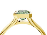 Yellow gold Bezel Set Fancy Green Emerald  Solitaire Diamond Ring with Smooth Band 4