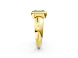 Yellow gold Bezel Set Fancy Green Emerald  Solitaire Ring with Wide Band 2
