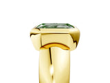 Yellow gold Bezel Set Fancy Green Emerald  Solitaire Ring with Wide Band 5