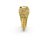 Yellow gold Bezel Set Fancy Green Heart Cut Diamond Milgrain Band Ring_2