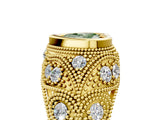 Yellow gold Bezel Set Fancy Green Heart Cut Diamond Milgrain Band Ring_5