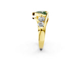Yellow gold Bezel Set Fancy Green Heart Cut Diamond Split Shank Ring_2