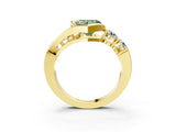 Yellow gold Bezel Set Fancy Green Heart Cut Diamond Split Shank Ring_3
